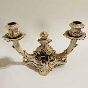 Capidonte 2 Candleholder Italian With Gold Trimmings Vintage 7” Tall